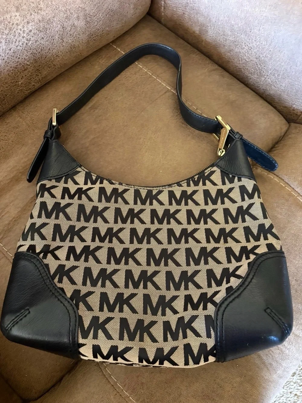 Michael Kors Black MK Logo Shoulder Bag